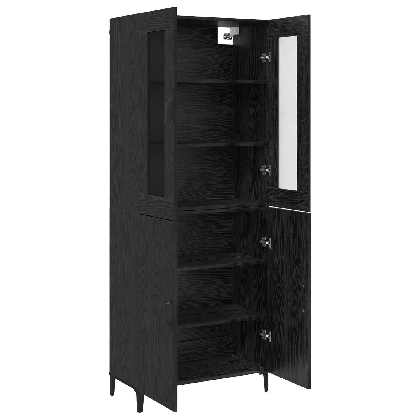 Highboard 2 pcs Black Oak Engineered Wood