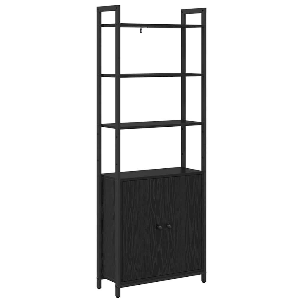 Book Cabinet Black Oak 60 x 24 x 161 cm Engineered Wood