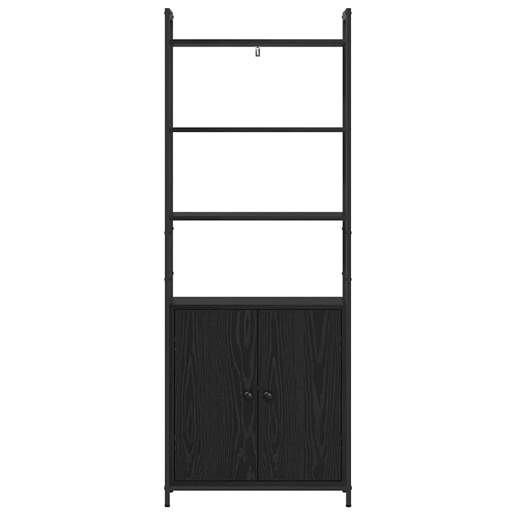 Book Cabinet Black Oak 60 x 24 x 161 cm Engineered Wood