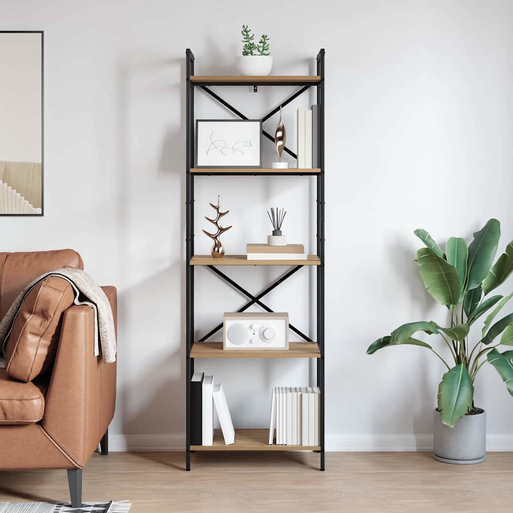 Bookshelf 5-Tier 56 x 34 x 171 cm Engineered Wood Artisan Oak