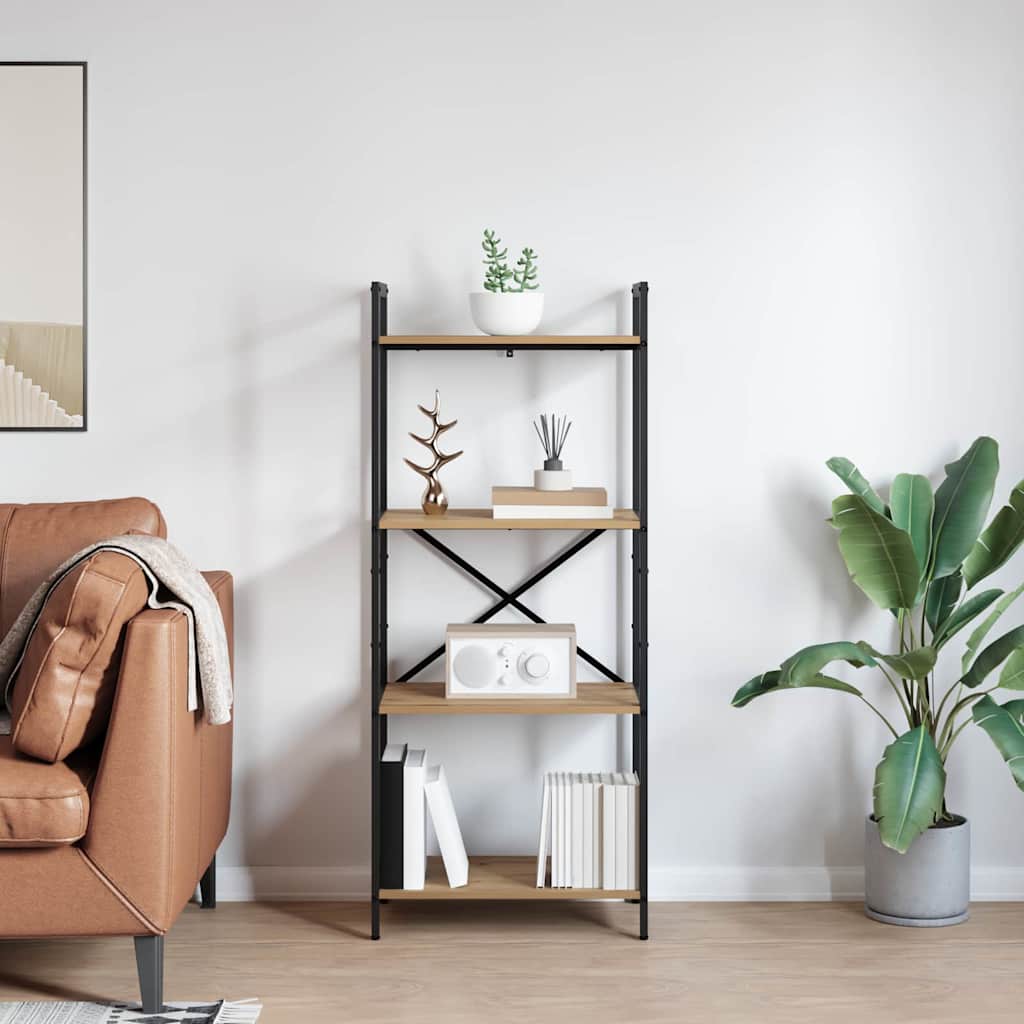 Bookshelf 4-Tier 56 x 34 x 133.5 cm Engineered Wood Artisan Oak