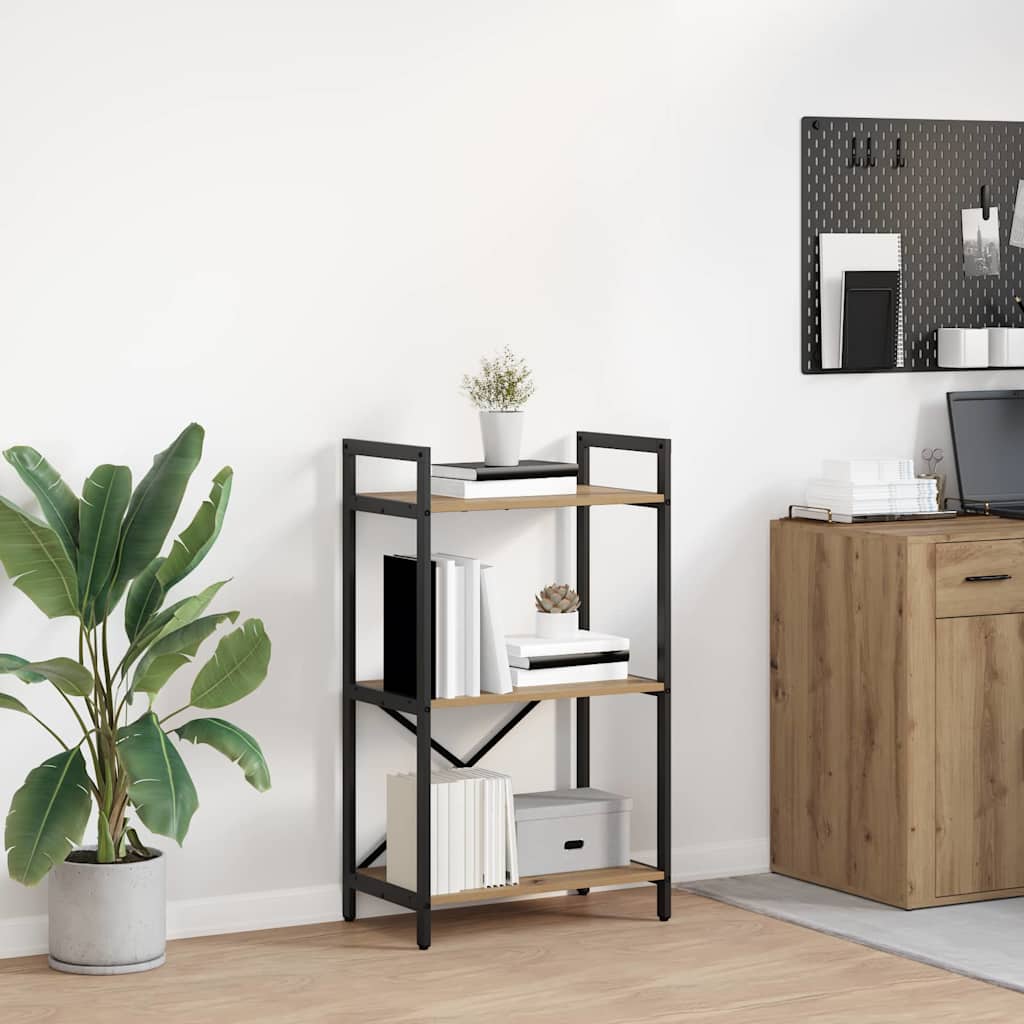 Bookshelf 3-Tier 56 x 34 x 96 cm Engineered Wood Artisan Oak