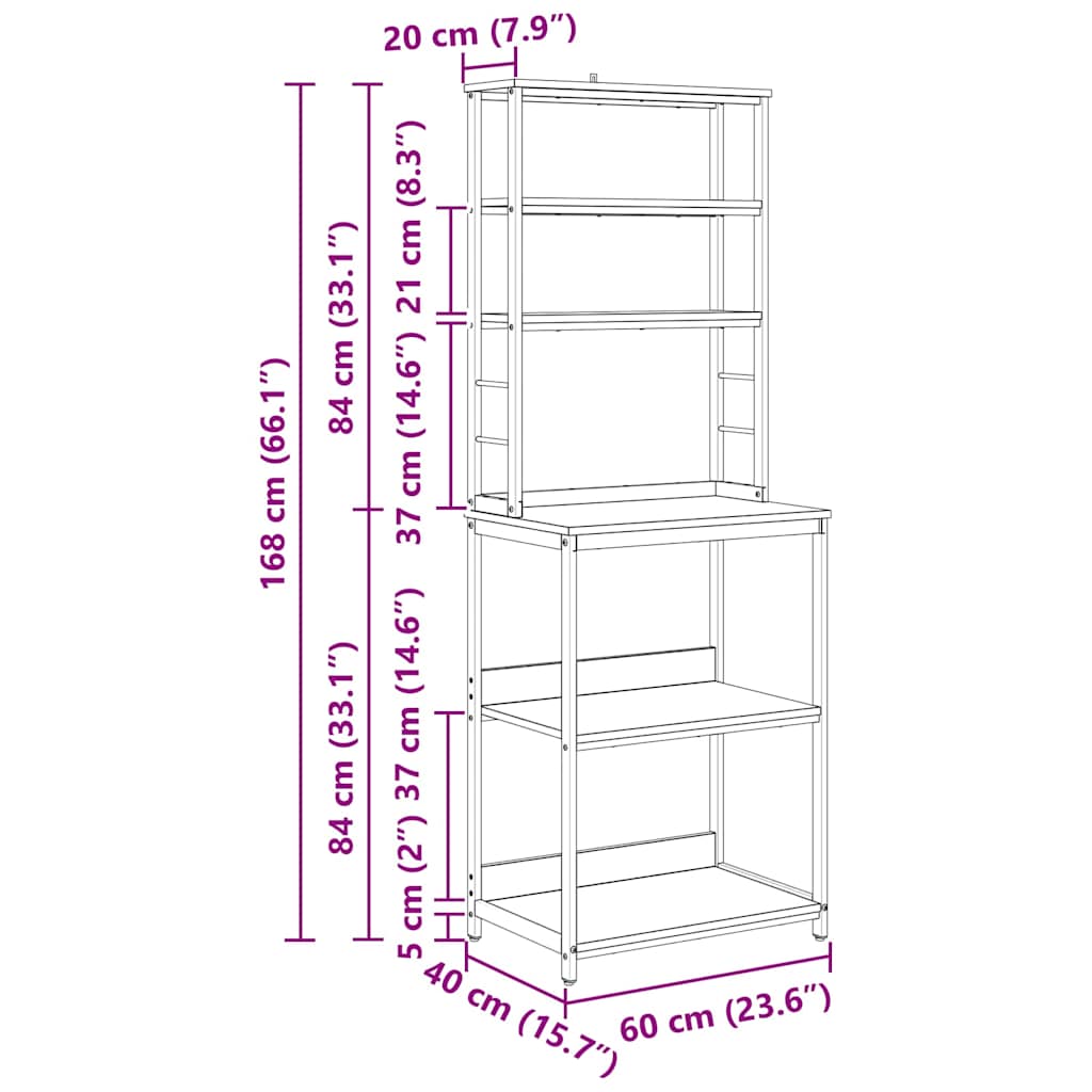 Kitchen Shelf Old Wood 60 x 40 x 168 cm Engineered Wood