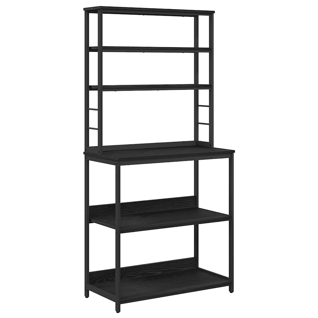 Kitchen Shelf 5-Tier 80 x 40 x 168 cm Engineered Wood Black Oak