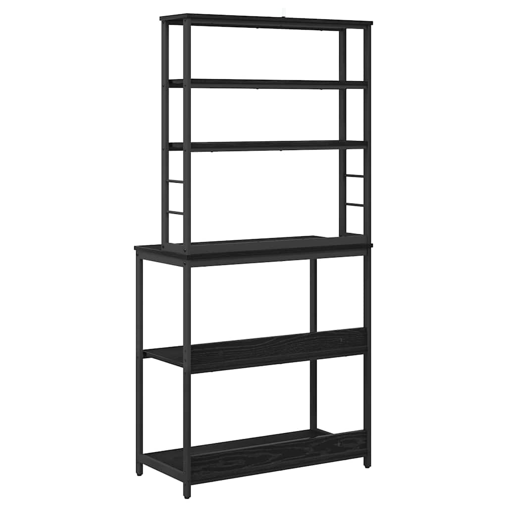 Kitchen Shelf 5-Tier 80 x 40 x 168 cm Engineered Wood Black Oak