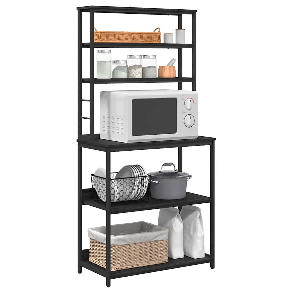 Kitchen Shelf 5-Tier 80 x 40 x 168 cm Engineered Wood Black Oak