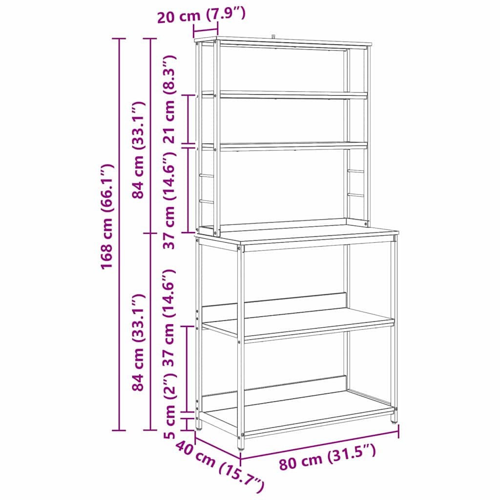 Kitchen Shelf Old Wood 80 x 40 x 168 cm Engineered Wood