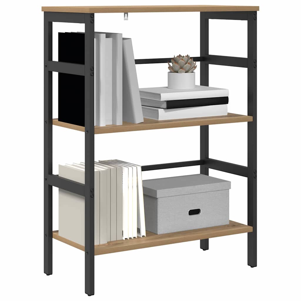 Bookshelf 2-Tier 60 x 29.5 x 81 cm Engineered Wood Artisan Oak