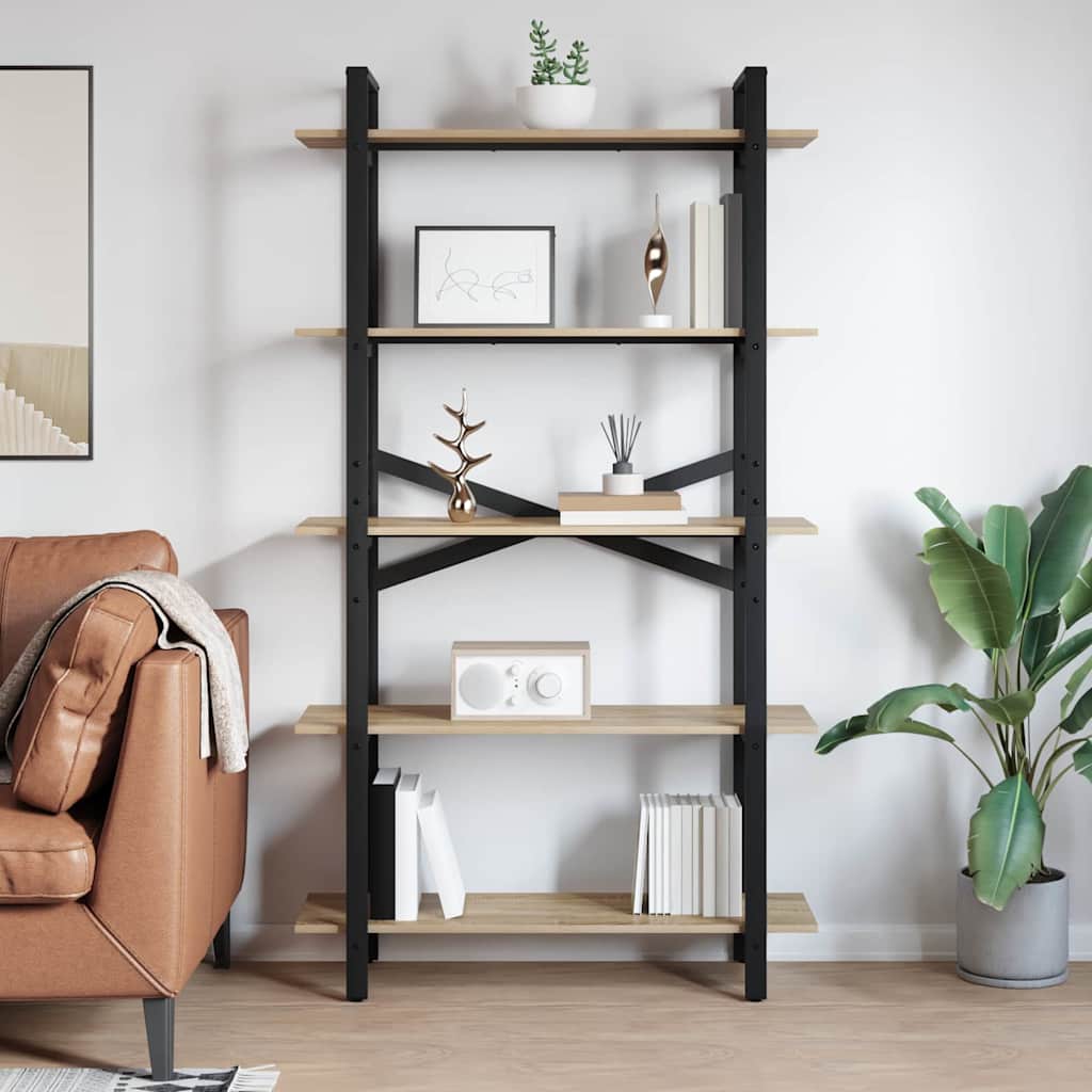 Bookshelf 5-Tier 100 x 33.5 x 178 cm Engineered Wood Sonoma Oak