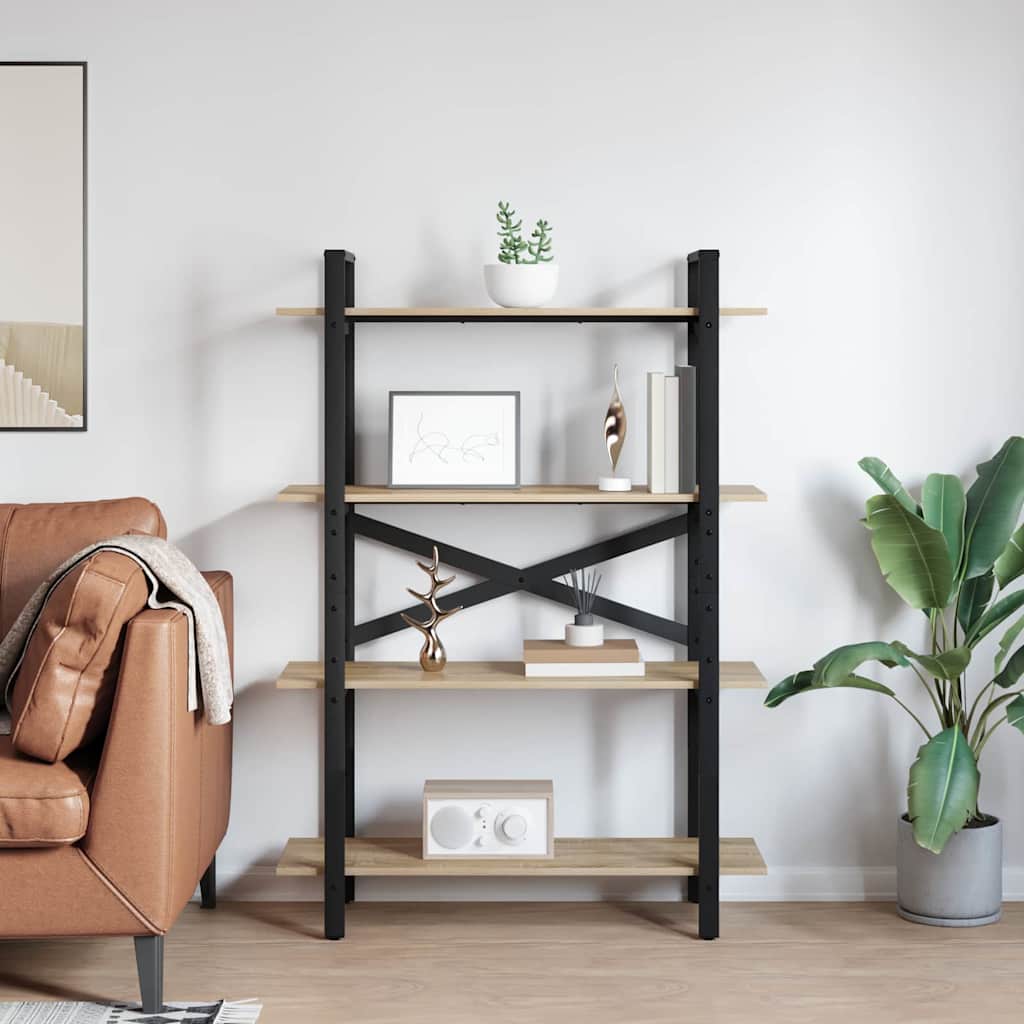 Bookshelf 4-Tier 100 x 33.5 x 140 cm Engineered Wood Sonoma Oak