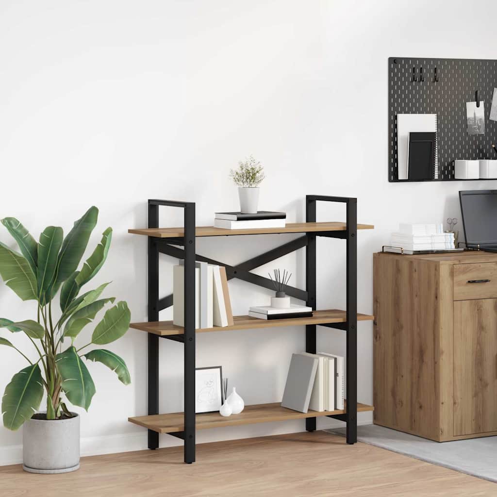 Bookshelf 3-Tier 100 x 33.5 x 102 cm Engineered Wood