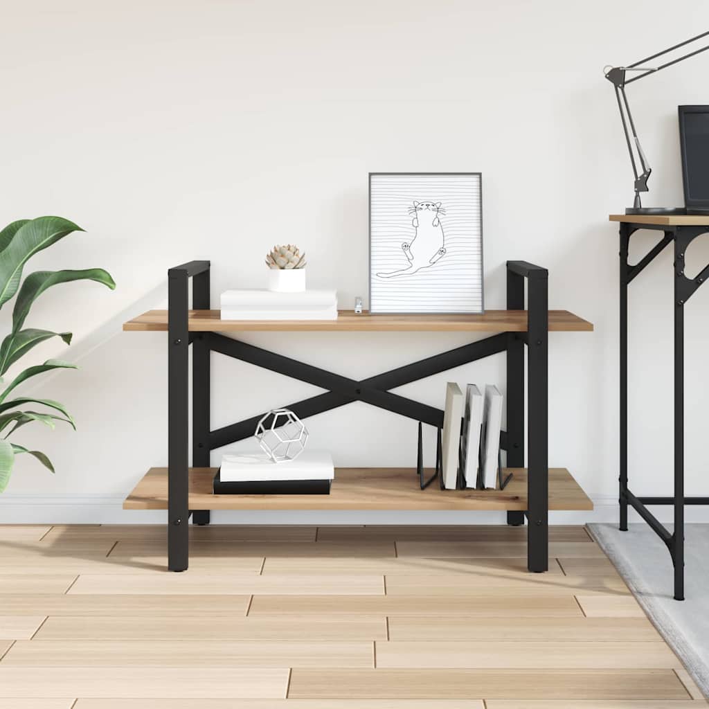 Bookshelf 2-Tier 100 x 33.5 x 64 cm Engineered Wood Artisan Oak