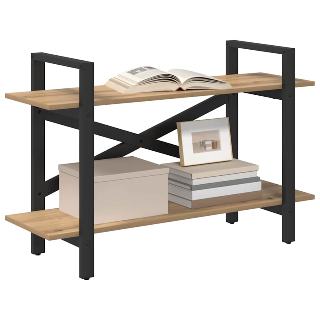 Bookshelf 2-Tier 100 x 33.5 x 64 cm Engineered Wood Artisan Oak