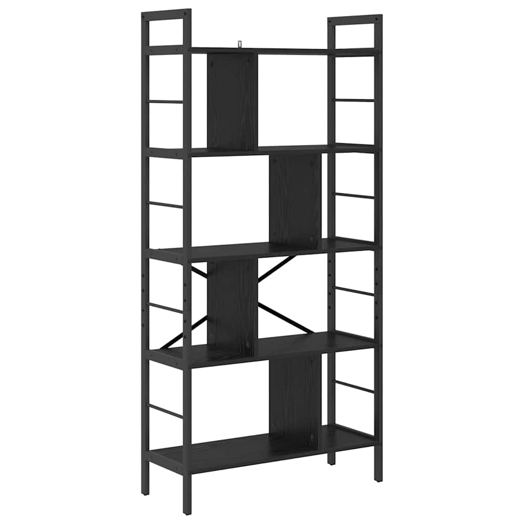 Bookshelf 9-Tier 75 x 30 x 156 cm Engineered Wood Black Oak