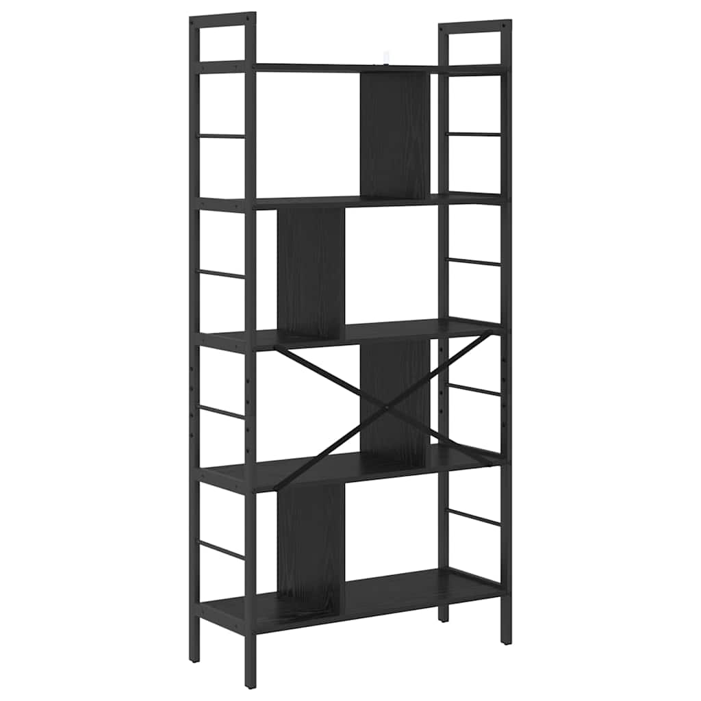 Bookshelf 9-Tier 75 x 30 x 156 cm Engineered Wood Black Oak