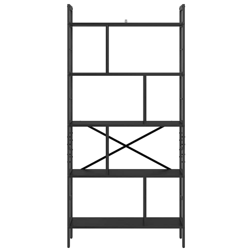 Bookshelf 9-Tier 75 x 30 x 156 cm Engineered Wood Black Oak