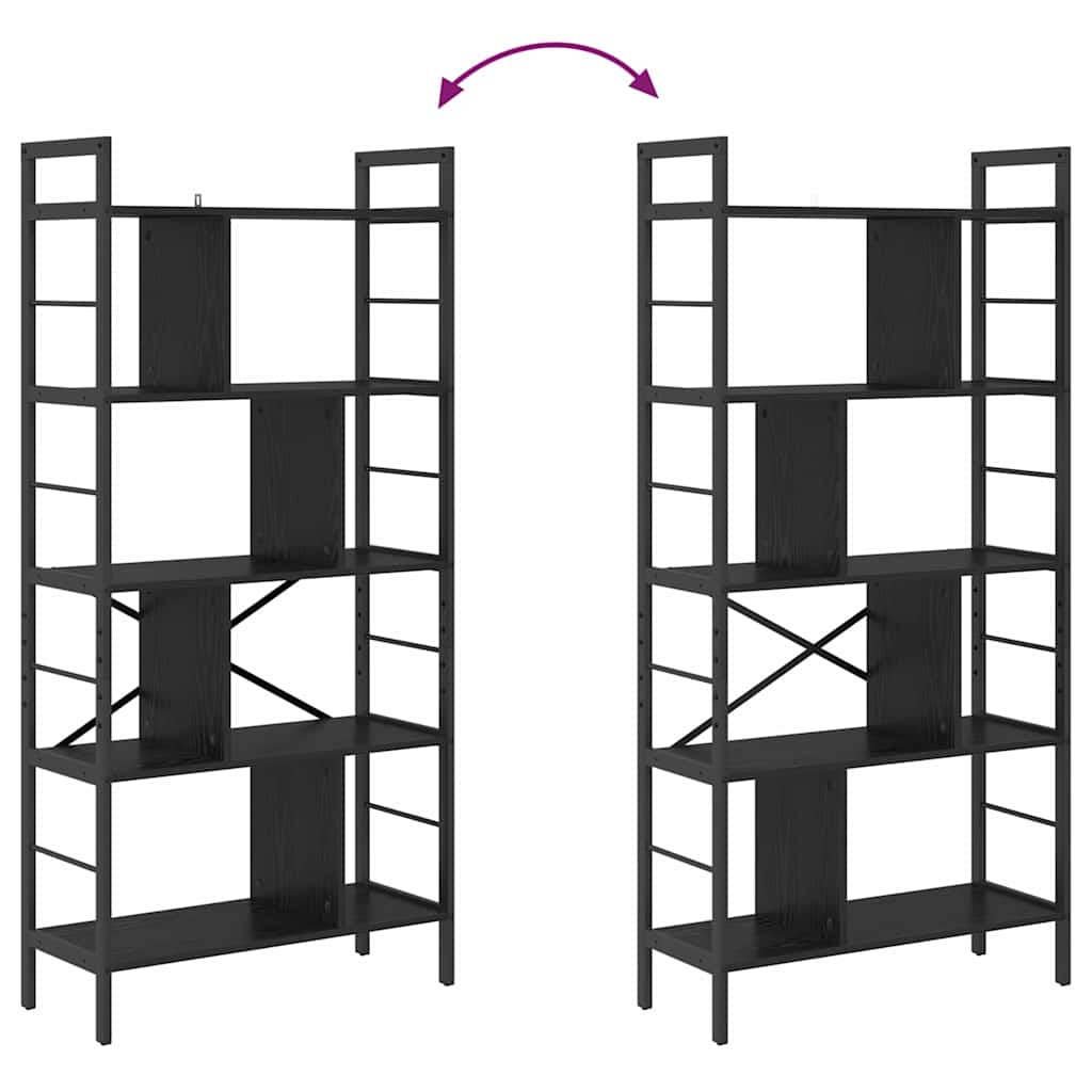 Bookshelf 9-Tier 75 x 30 x 156 cm Engineered Wood Black Oak