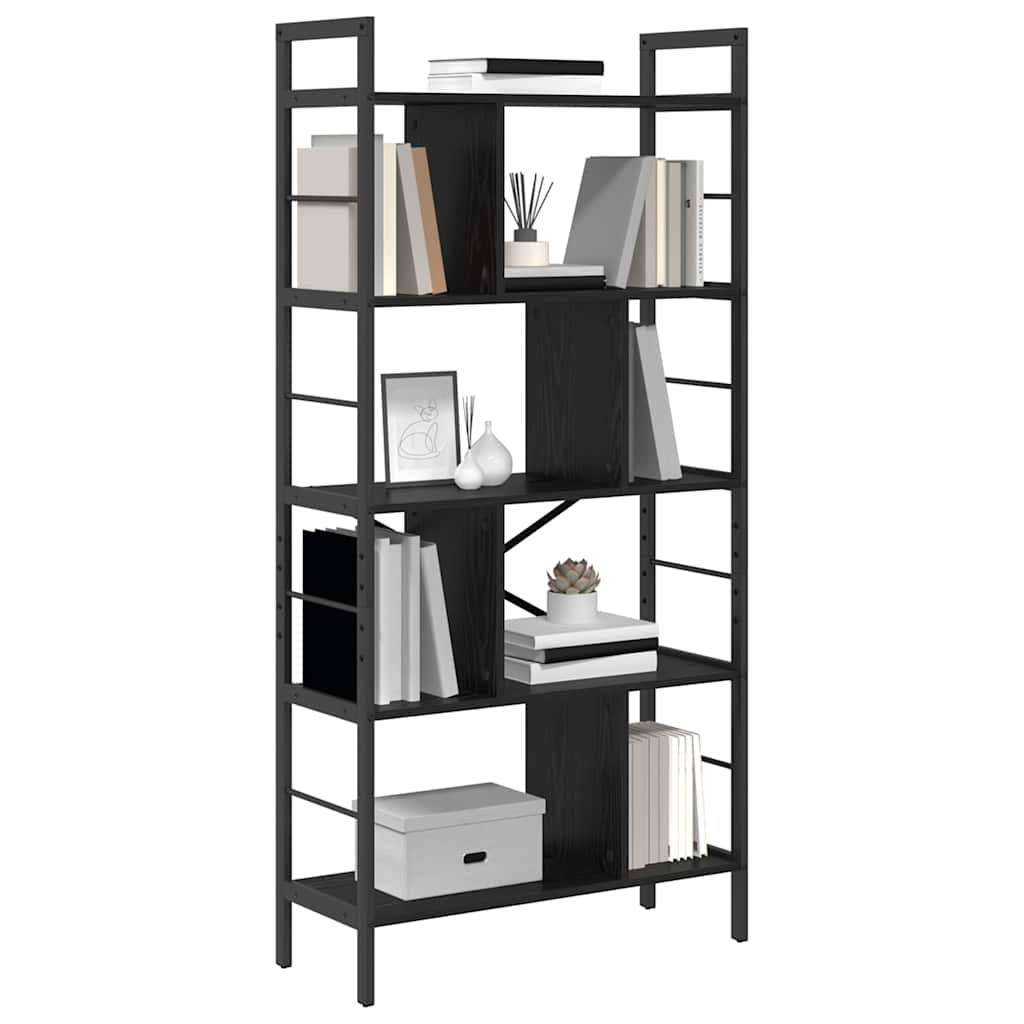 Bookshelf 9-Tier 75 x 30 x 156 cm Engineered Wood Black Oak