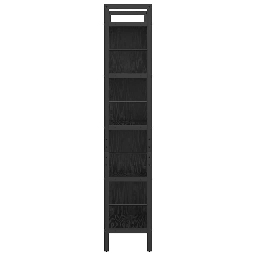Bookshelf 9-Tier 75 x 30 x 156 cm Engineered Wood Black Oak
