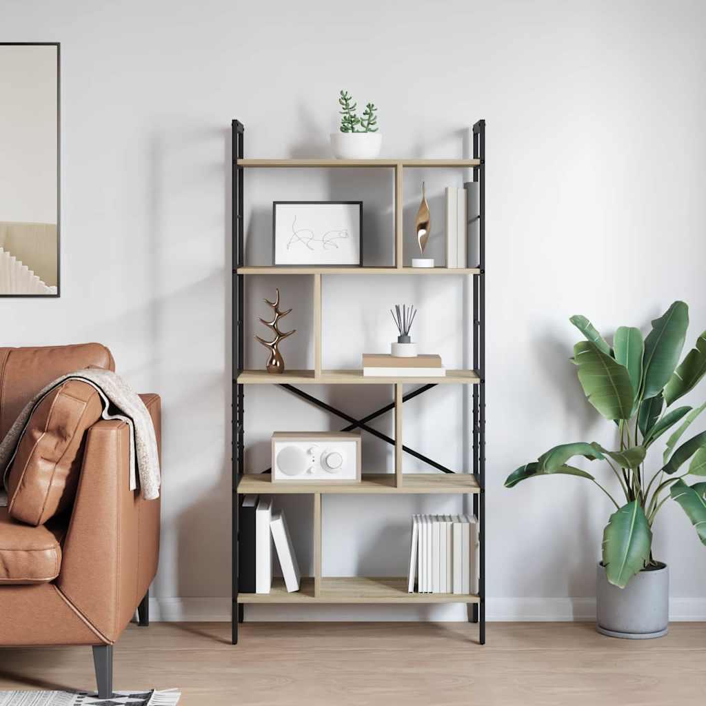 Bookshelf 9-Tier 75 x 30 x 156 cm Engineered Wood Sonoma Oak