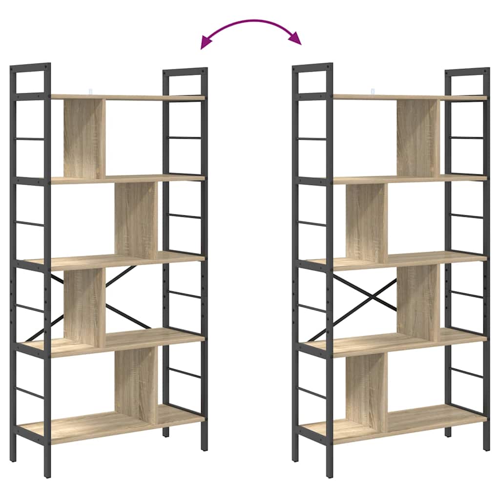 Bookshelf 9-Tier 75 x 30 x 156 cm Engineered Wood Sonoma Oak