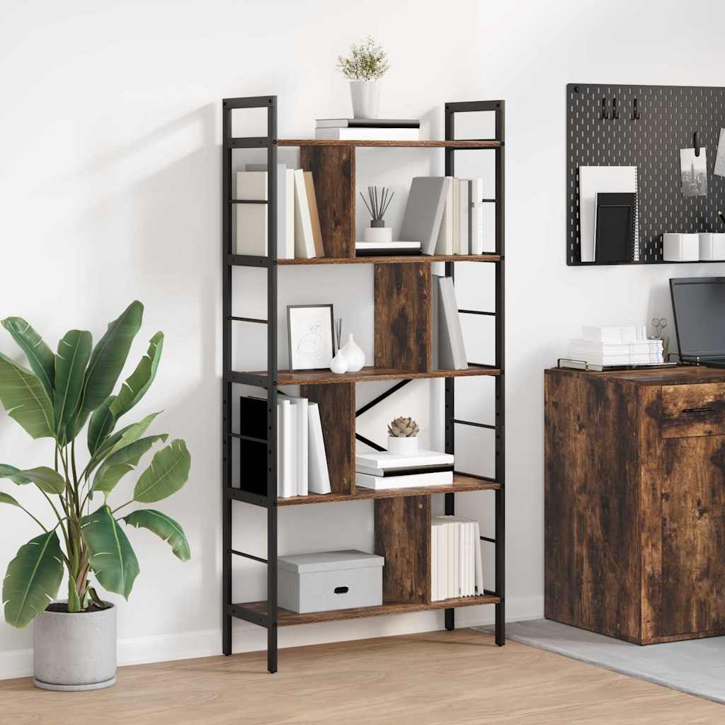 Bookshelf 9-Tier 75 x 30 x 156 cm Engineered Wood Smoked Oak