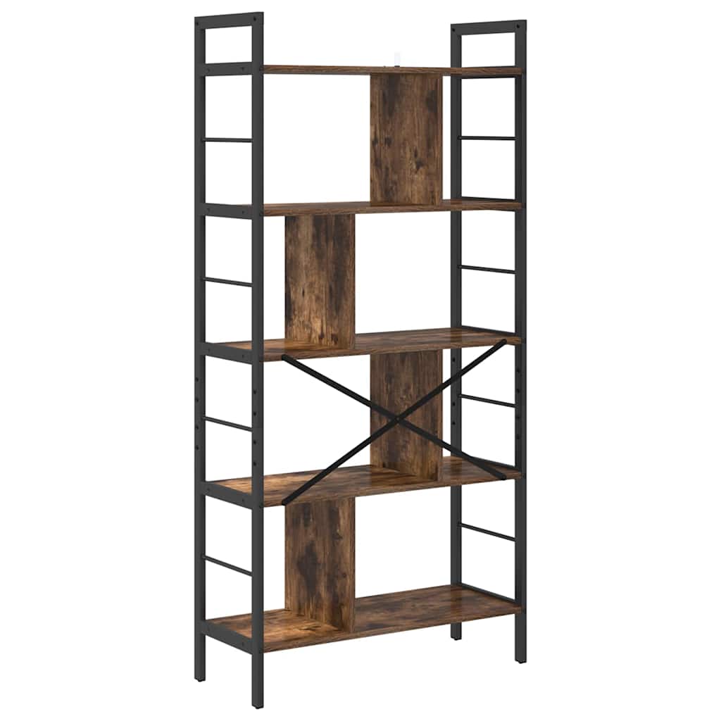 Bookshelf 9-Tier 75 x 30 x 156 cm Engineered Wood Smoked Oak