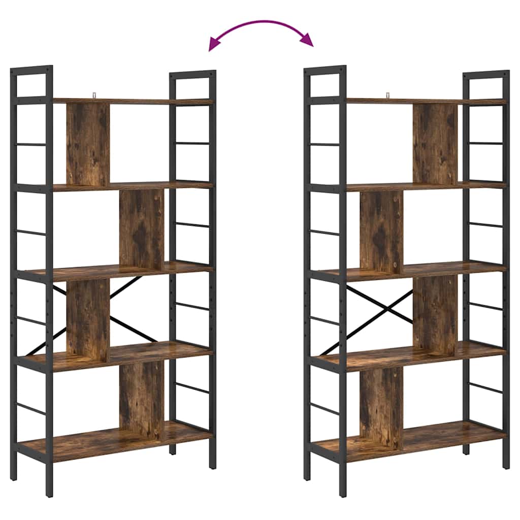 Bookshelf 9-Tier 75 x 30 x 156 cm Engineered Wood Smoked Oak