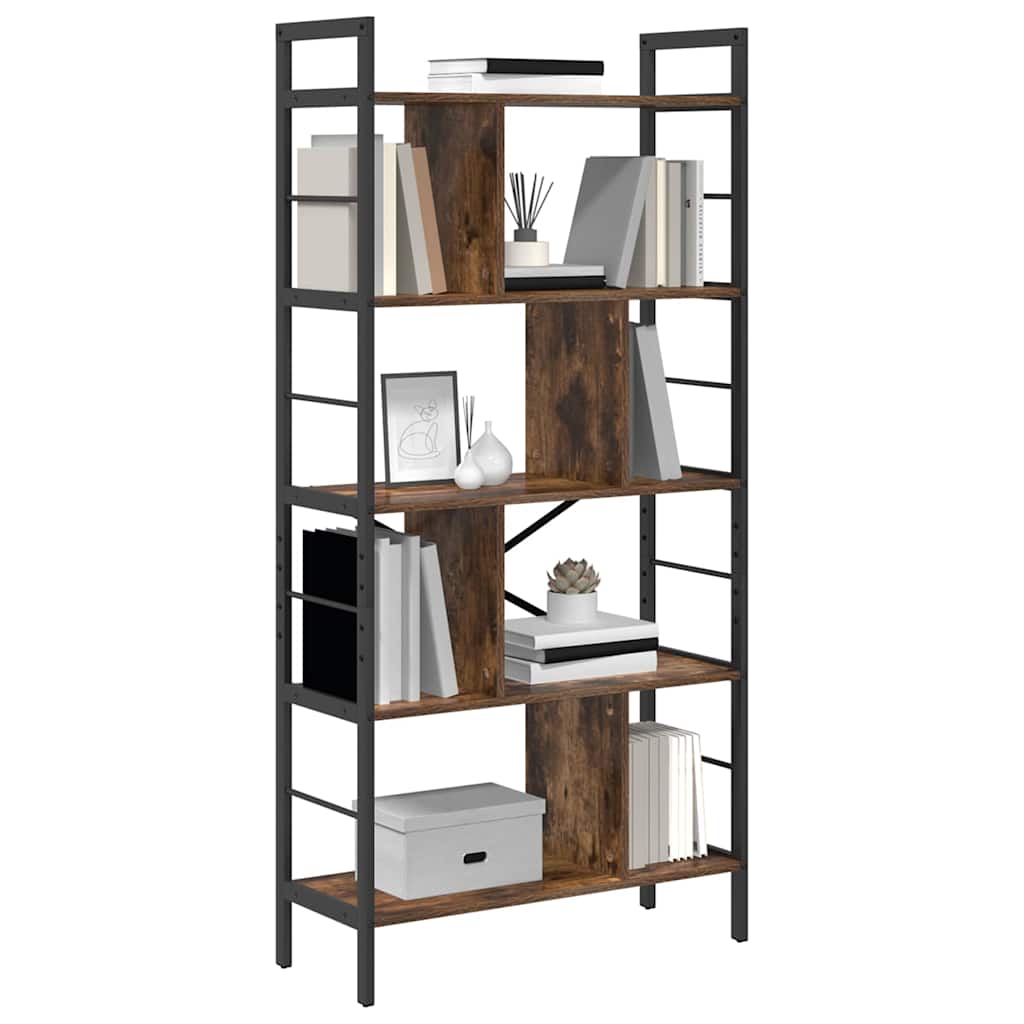 Bookshelf 9-Tier 75 x 30 x 156 cm Engineered Wood Smoked Oak