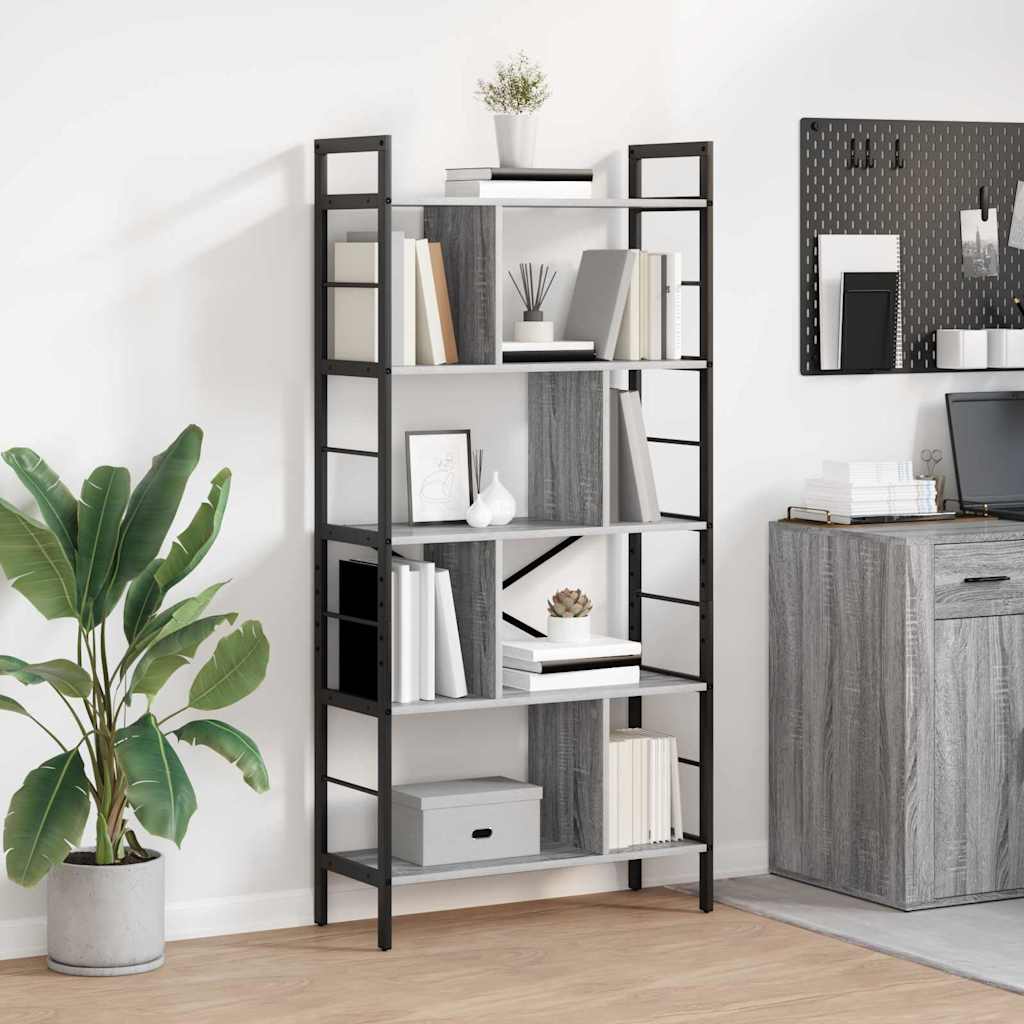 Bookshelf 9-Tier 75 x 30 x 156 cm Engineered Wood Grey Sonoma