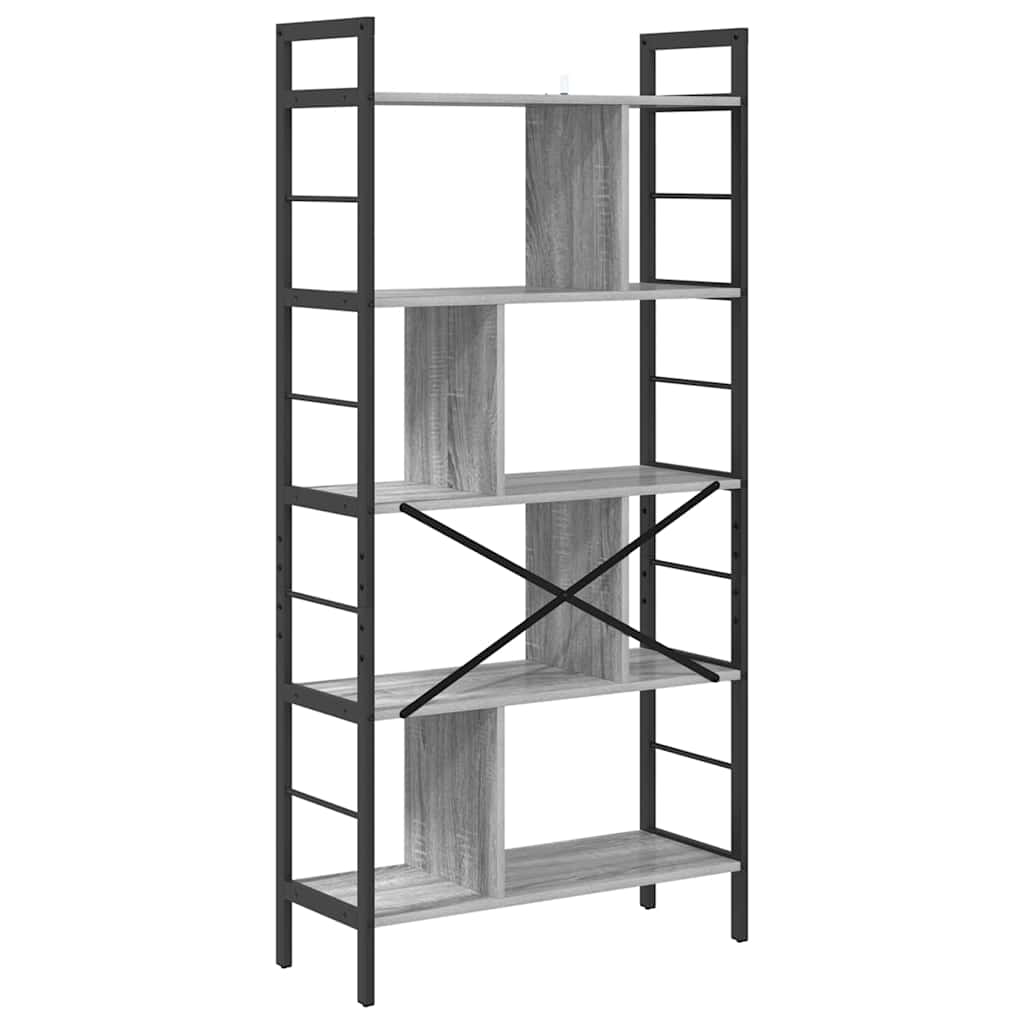 Bookshelf 9-Tier 75 x 30 x 156 cm Engineered Wood Grey Sonoma