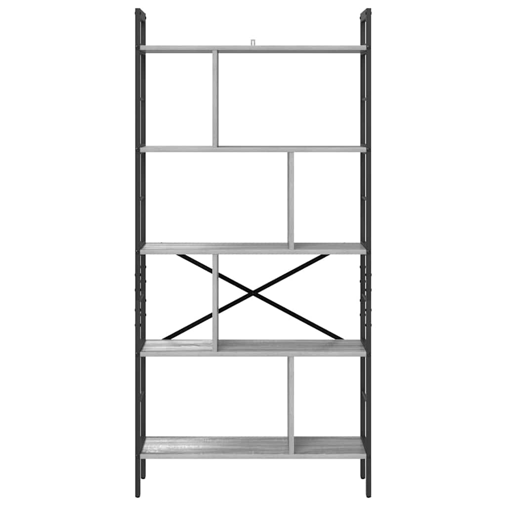 Bookshelf 9-Tier 75 x 30 x 156 cm Engineered Wood Grey Sonoma