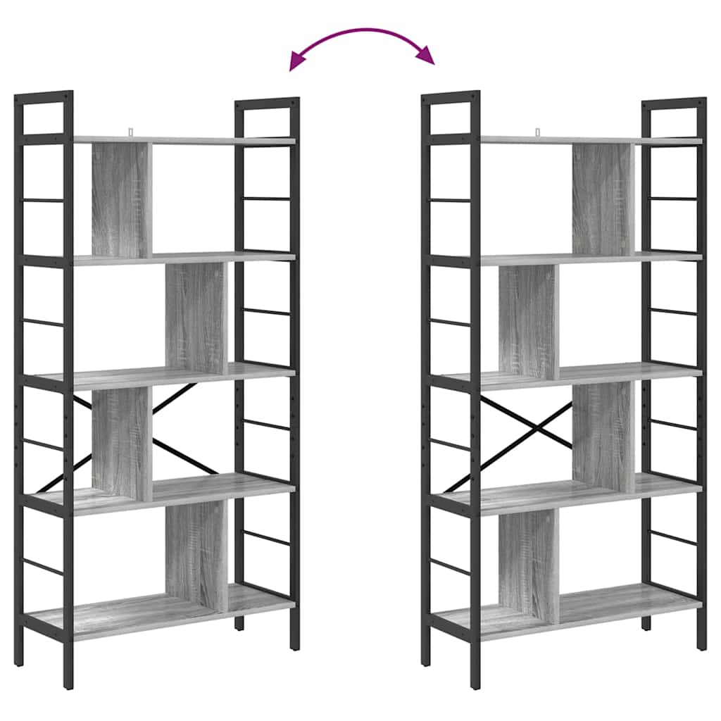 Bookshelf 9-Tier 75 x 30 x 156 cm Engineered Wood Grey Sonoma