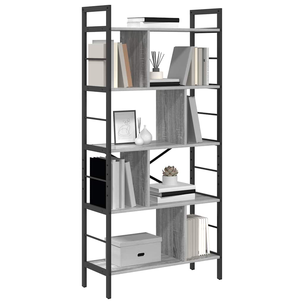 Bookshelf 9-Tier 75 x 30 x 156 cm Engineered Wood Grey Sonoma