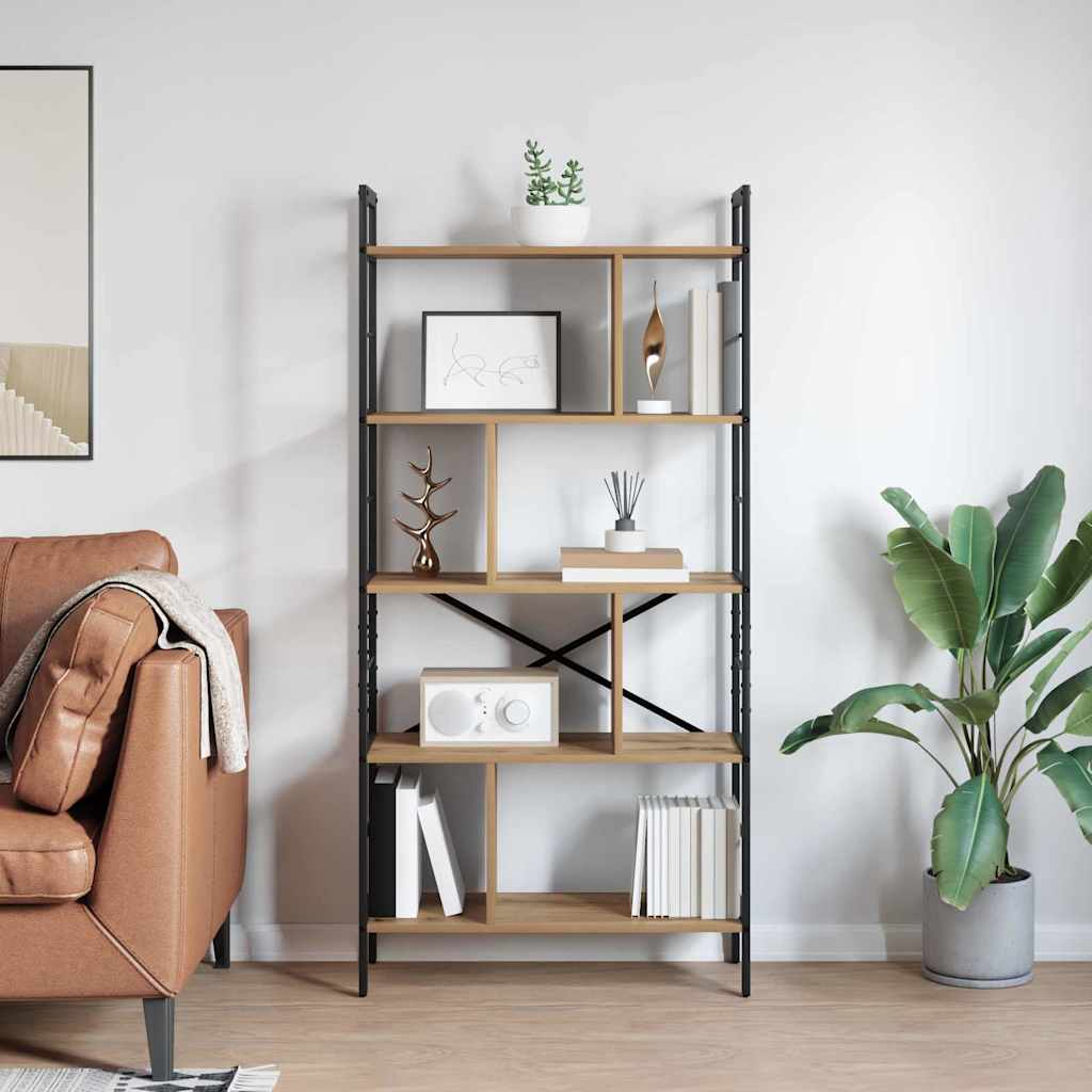 Bookshelf 9-Tier 75 x 30 x 156 cm Engineered Wood Artisan Oak