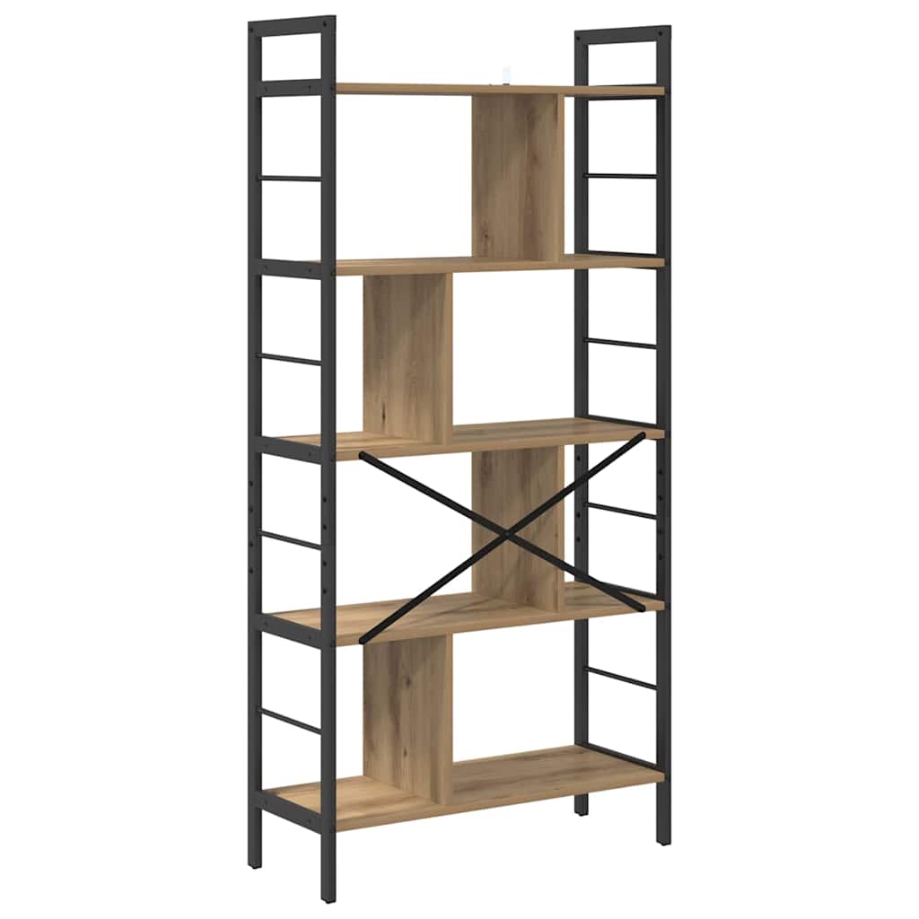 Bookshelf 9-Tier 75 x 30 x 156 cm Engineered Wood Artisan Oak