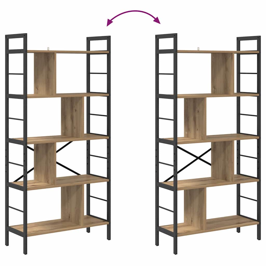 Bookshelf 9-Tier 75 x 30 x 156 cm Engineered Wood Artisan Oak