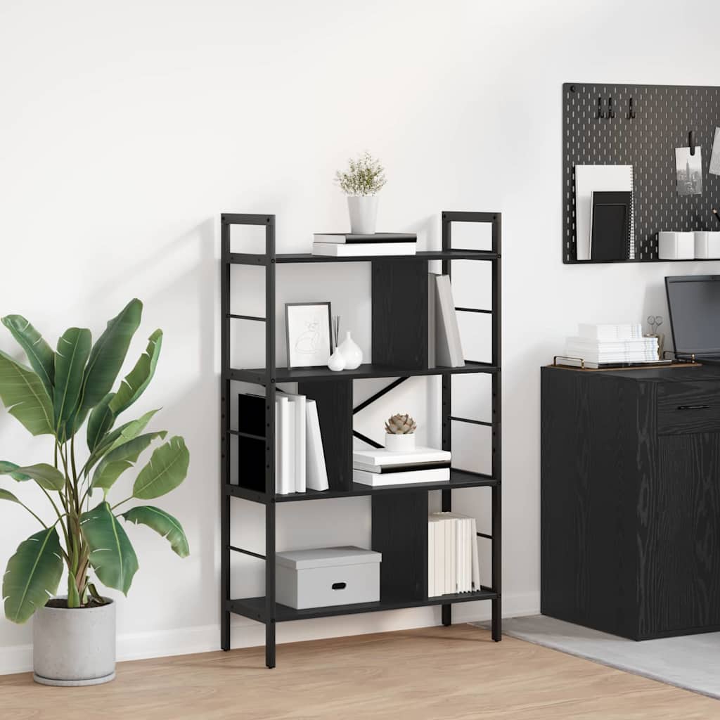 Bookshelf 7-Tier 75 x 30 x 123.5 cm Engineered Wood Black Oak