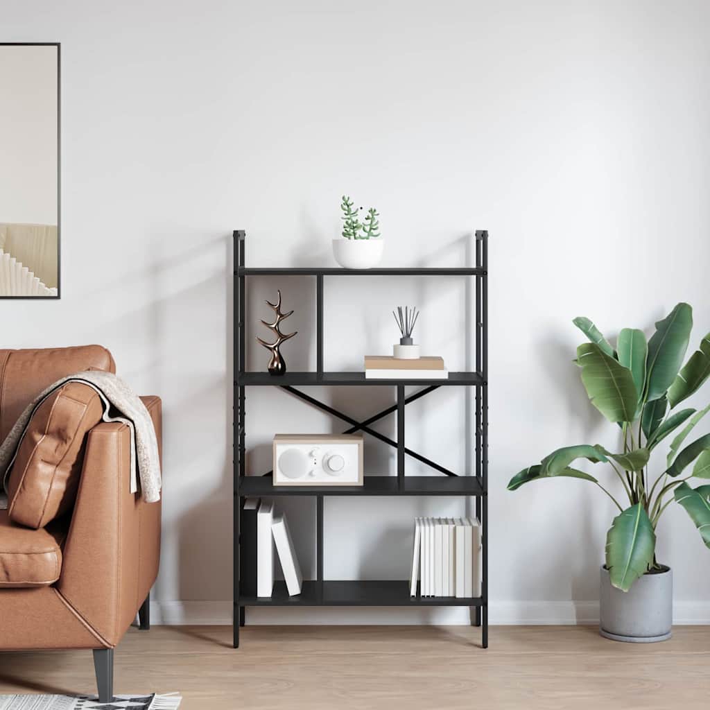 Bookshelf 7-Tier 75 x 30 x 123.5 cm Engineered Wood Black Oak