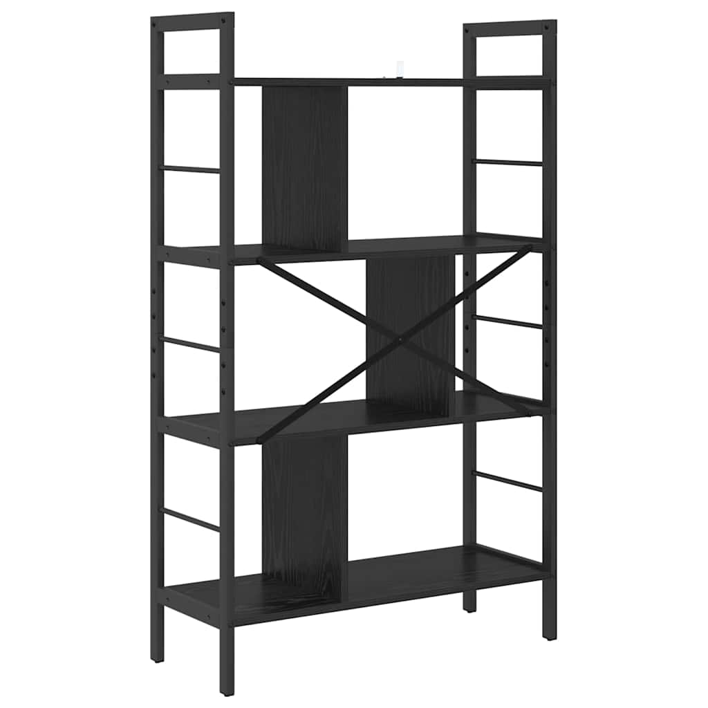 Bookshelf 7-Tier 75 x 30 x 123.5 cm Engineered Wood Black Oak