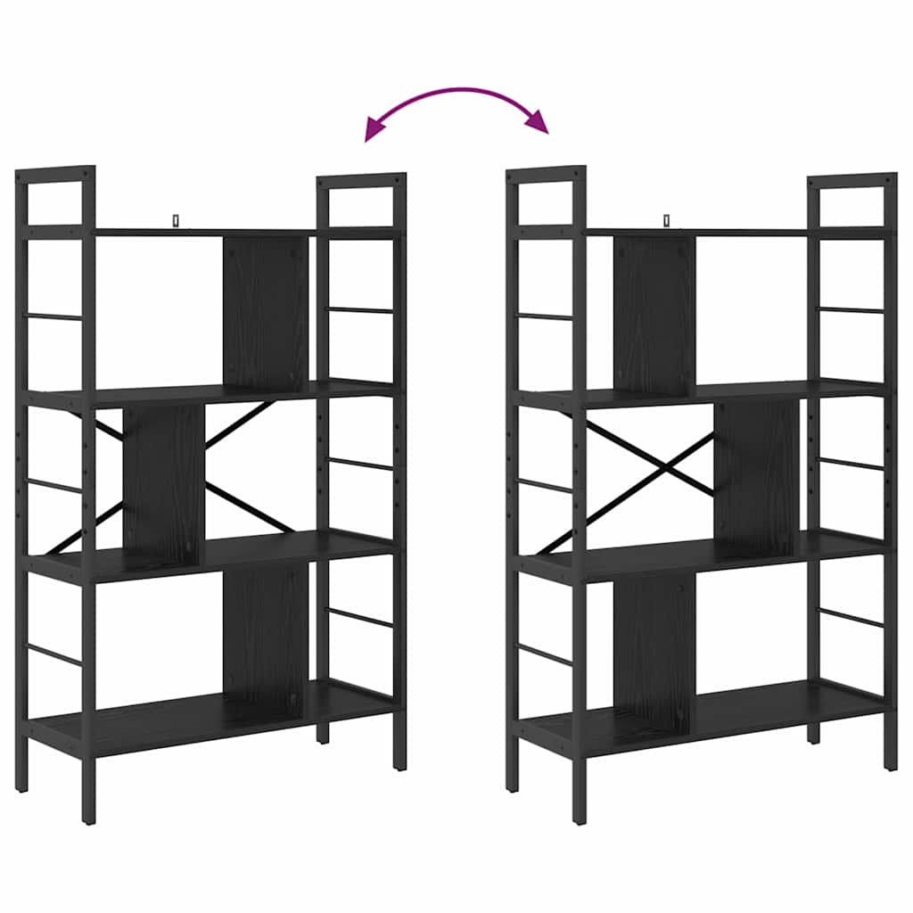 Bookshelf 7-Tier 75 x 30 x 123.5 cm Engineered Wood Black Oak