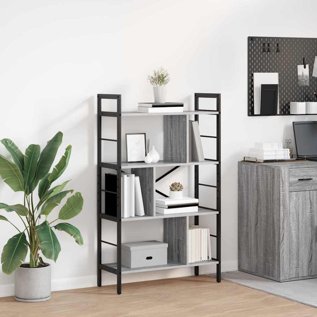 Bookshelf 7-Tier 75 x 30 x 123.5 cm Engineered Wood Grey Sonoma