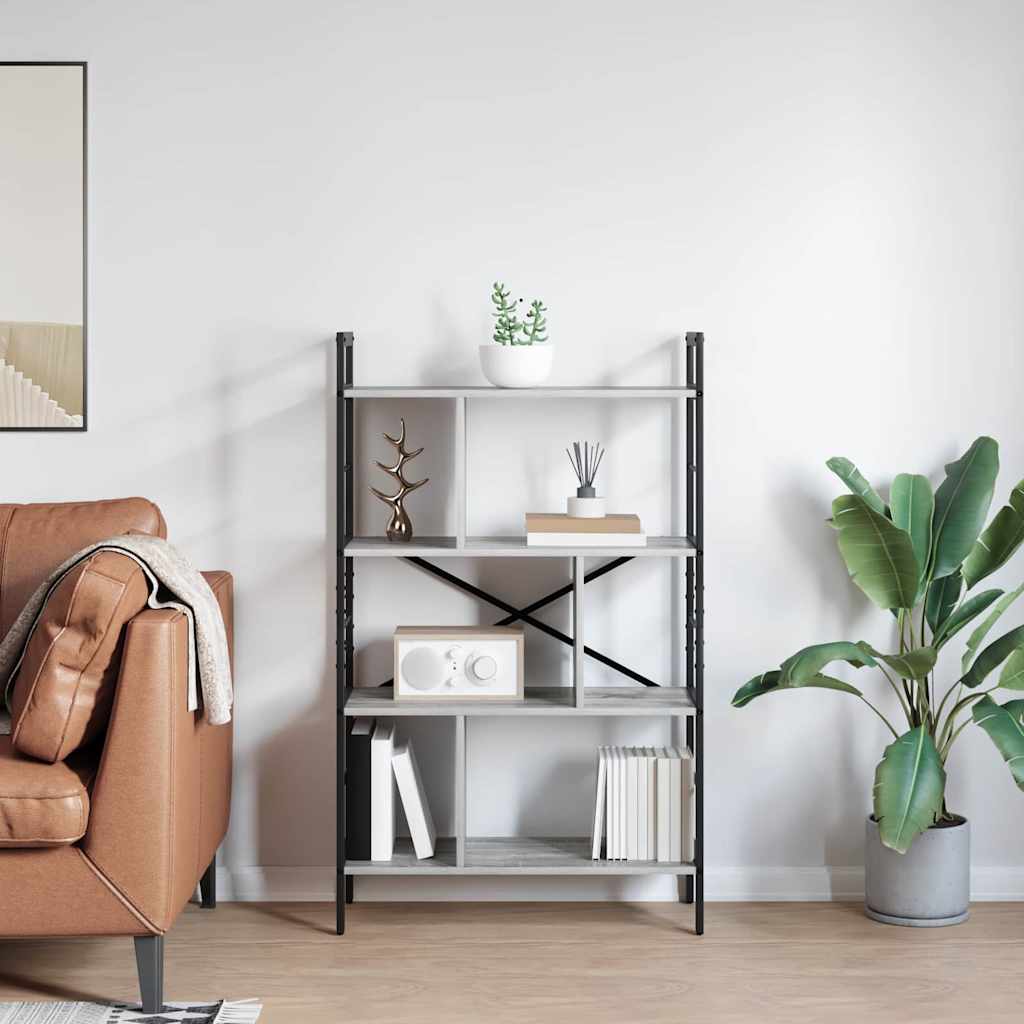 Bookshelf 7-Tier 75 x 30 x 123.5 cm Engineered Wood Grey Sonoma