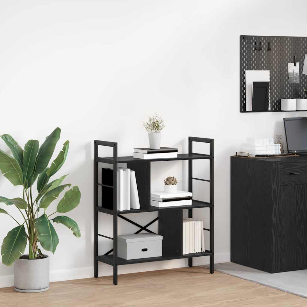 Bookshelf 5-Tier 75 x 30 x 91 cm Engineered Wood Black Oak