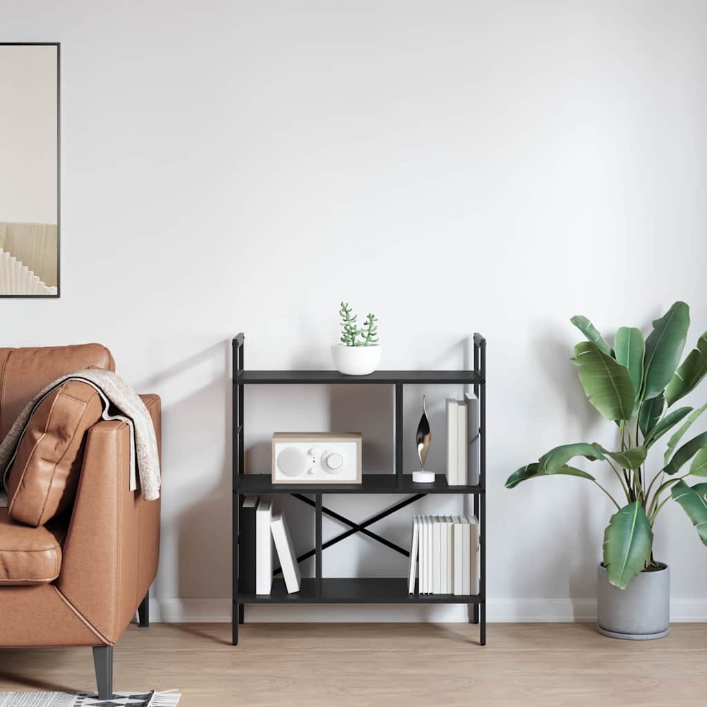 Bookshelf 5-Tier 75 x 30 x 91 cm Engineered Wood Black Oak