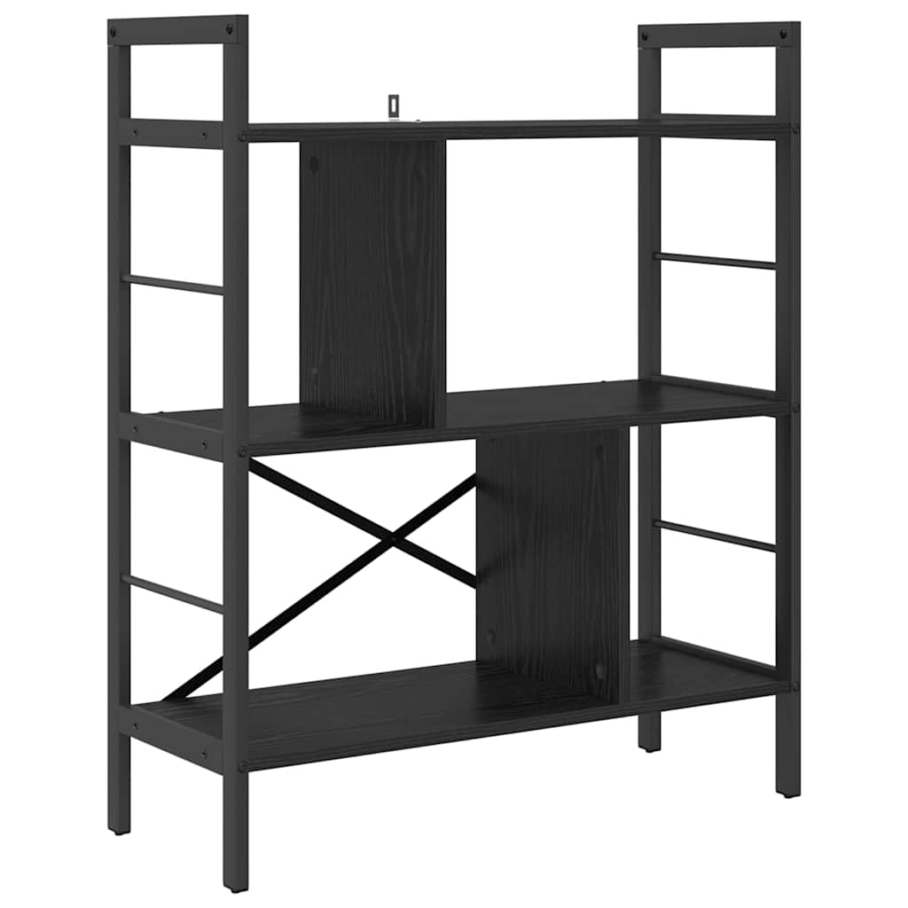 Bookshelf 5-Tier 75 x 30 x 91 cm Engineered Wood Black Oak