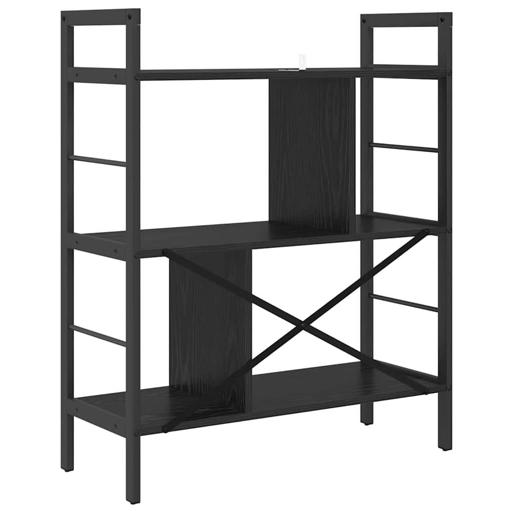 Bookshelf 5-Tier 75 x 30 x 91 cm Engineered Wood Black Oak