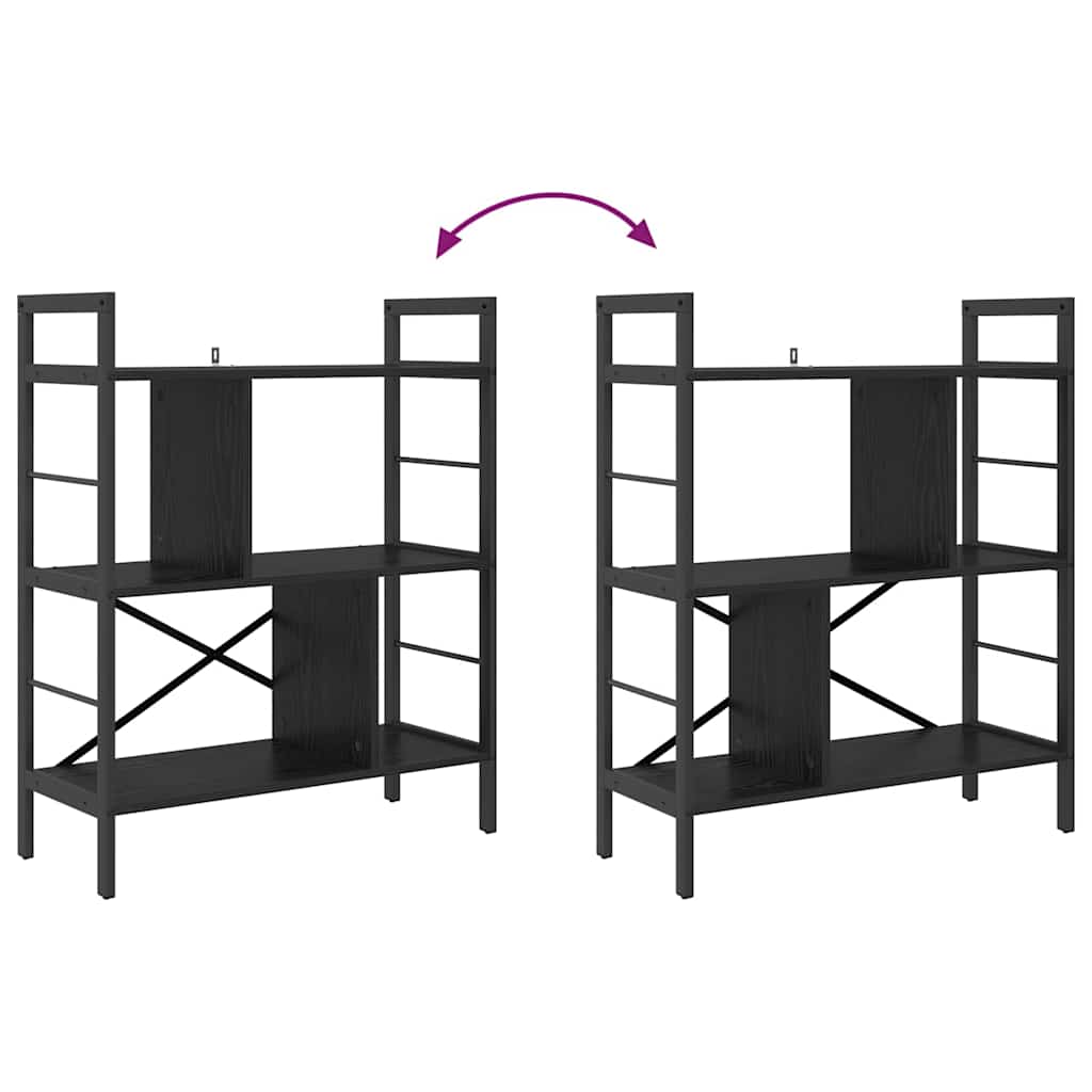 Bookshelf 5-Tier 75 x 30 x 91 cm Engineered Wood Black Oak