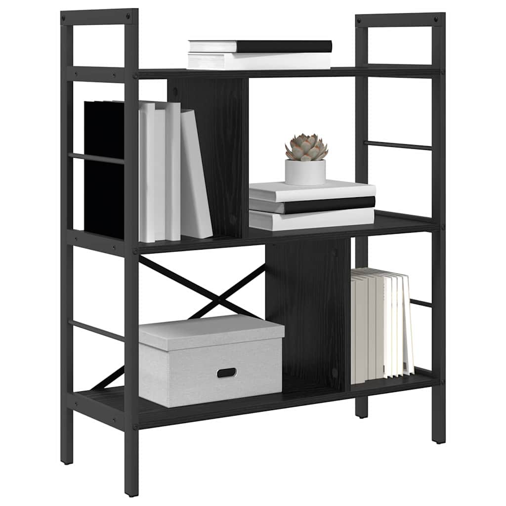 Bookshelf 5-Tier 75 x 30 x 91 cm Engineered Wood Black Oak