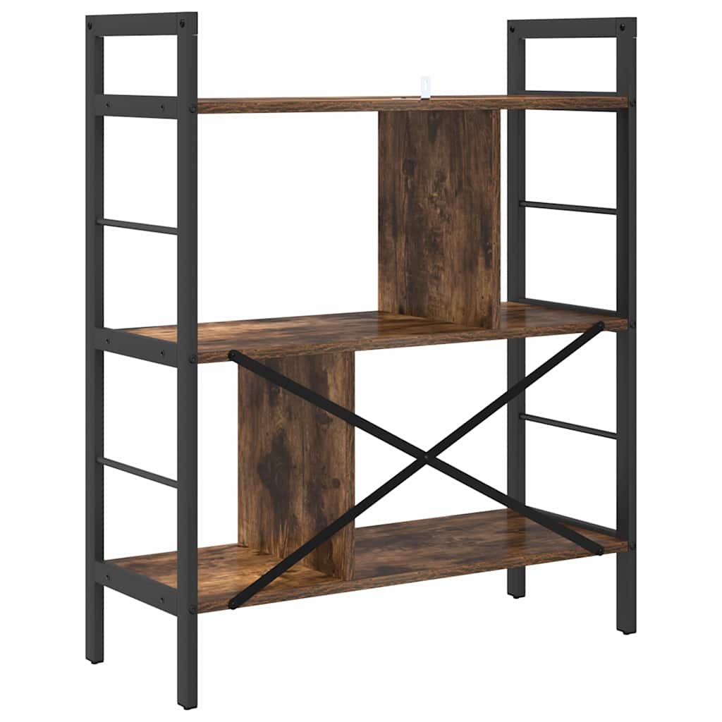 Bookshelf 5-Tier 75 x 30 x 91 cm Engineered Wood Smoked Oak